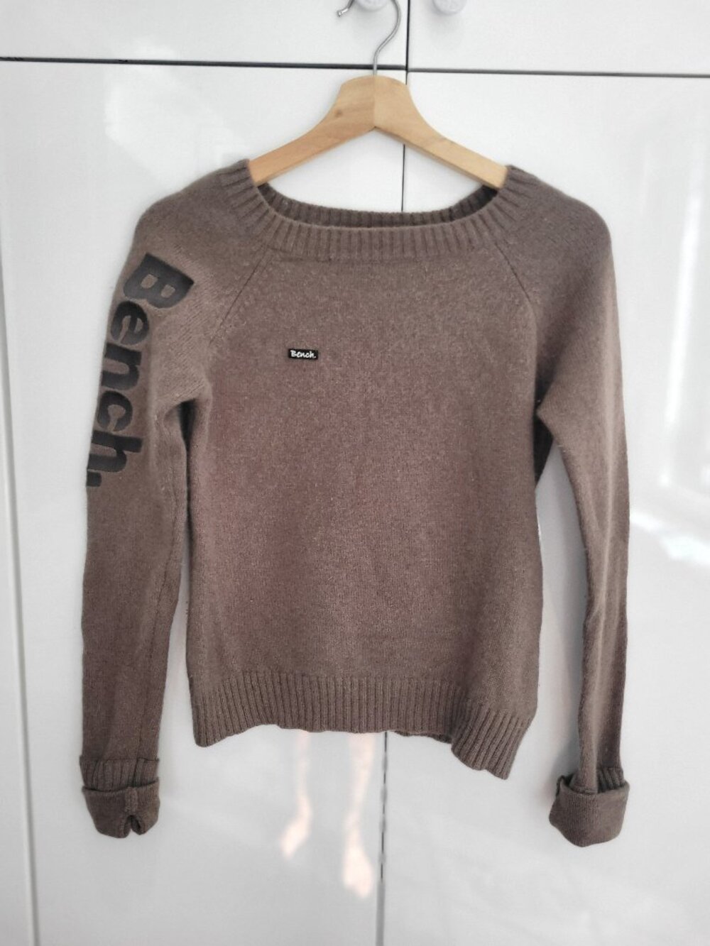 Bench Crew Neck Wool/Angora Blend Sweater Light Chocolate Brown Size S